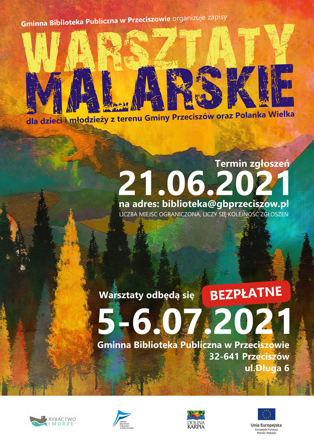 Plakat warsztatów malarskich